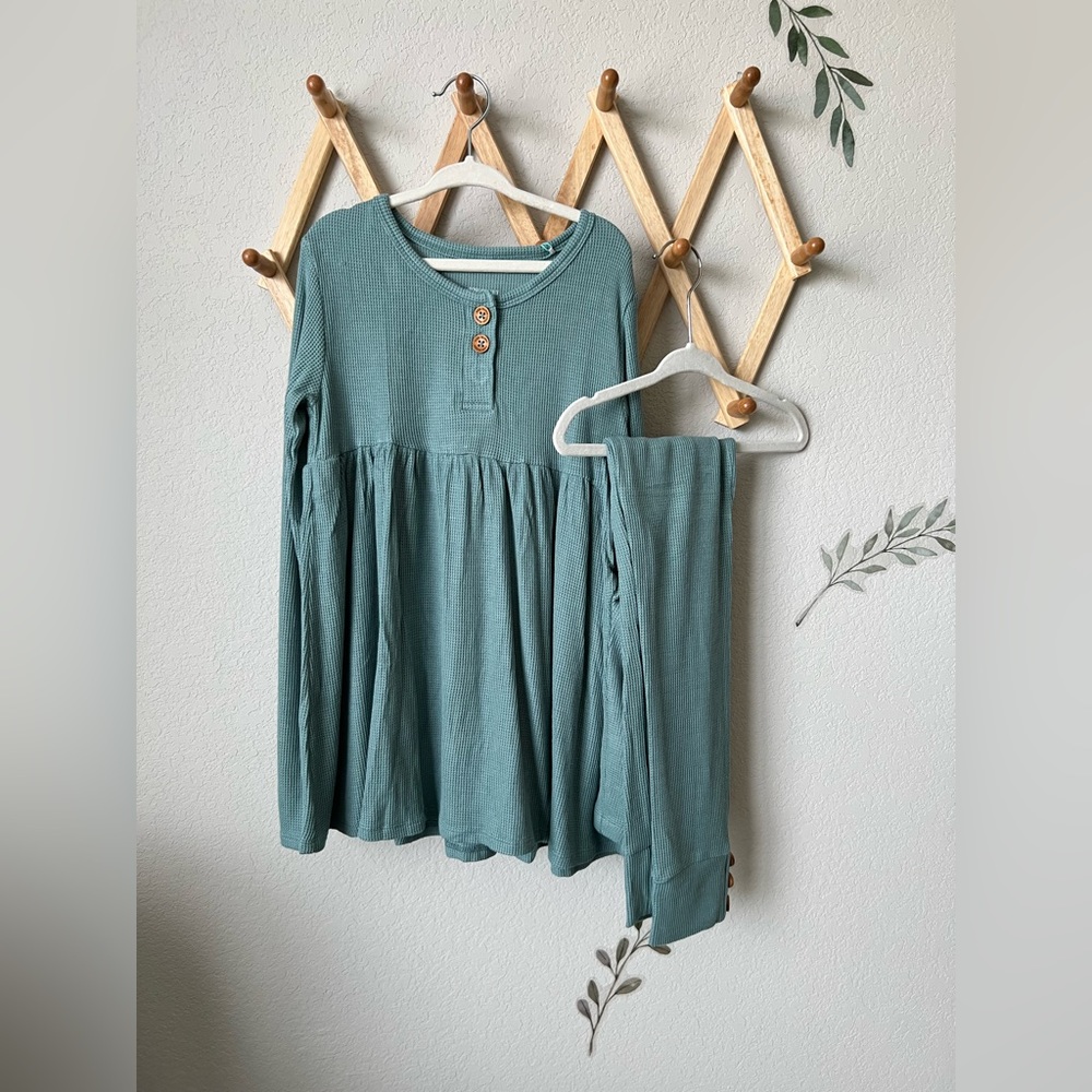Posh Peanut Arctic Waffle Long Sleeve Henley Twirl Dress